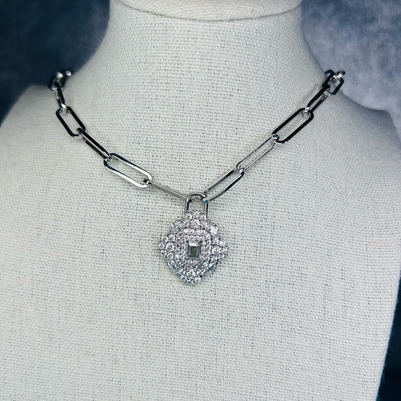 Bomb Party Jewelry - Bomb Party Cubic Zirconia Cluster Padlock Pendant Necklace New